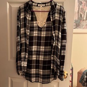 pink rose lace flannel shirt